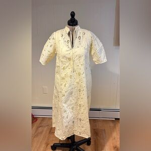 Everlane Pale Yellow Eyelet Midi Dress, Sz S